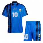 Günstige Fußballtrikots Argentinien 10 Retro Kinder Auswärtstrikot 1994 Kurzarm